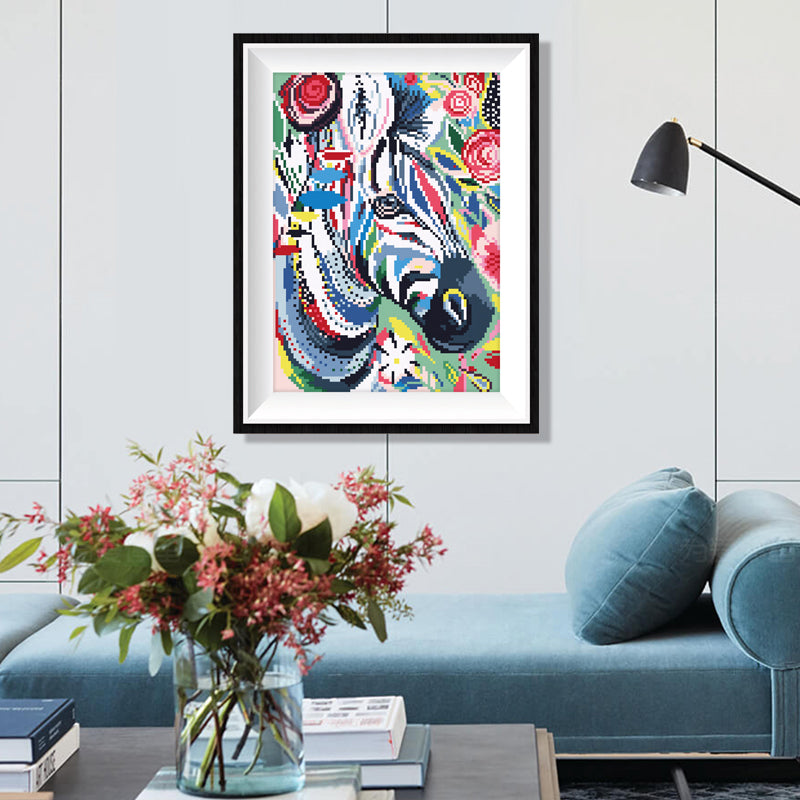 Abstract Zebra Diamond Painting Kit – Full Drill Cubist Modern Art JX56