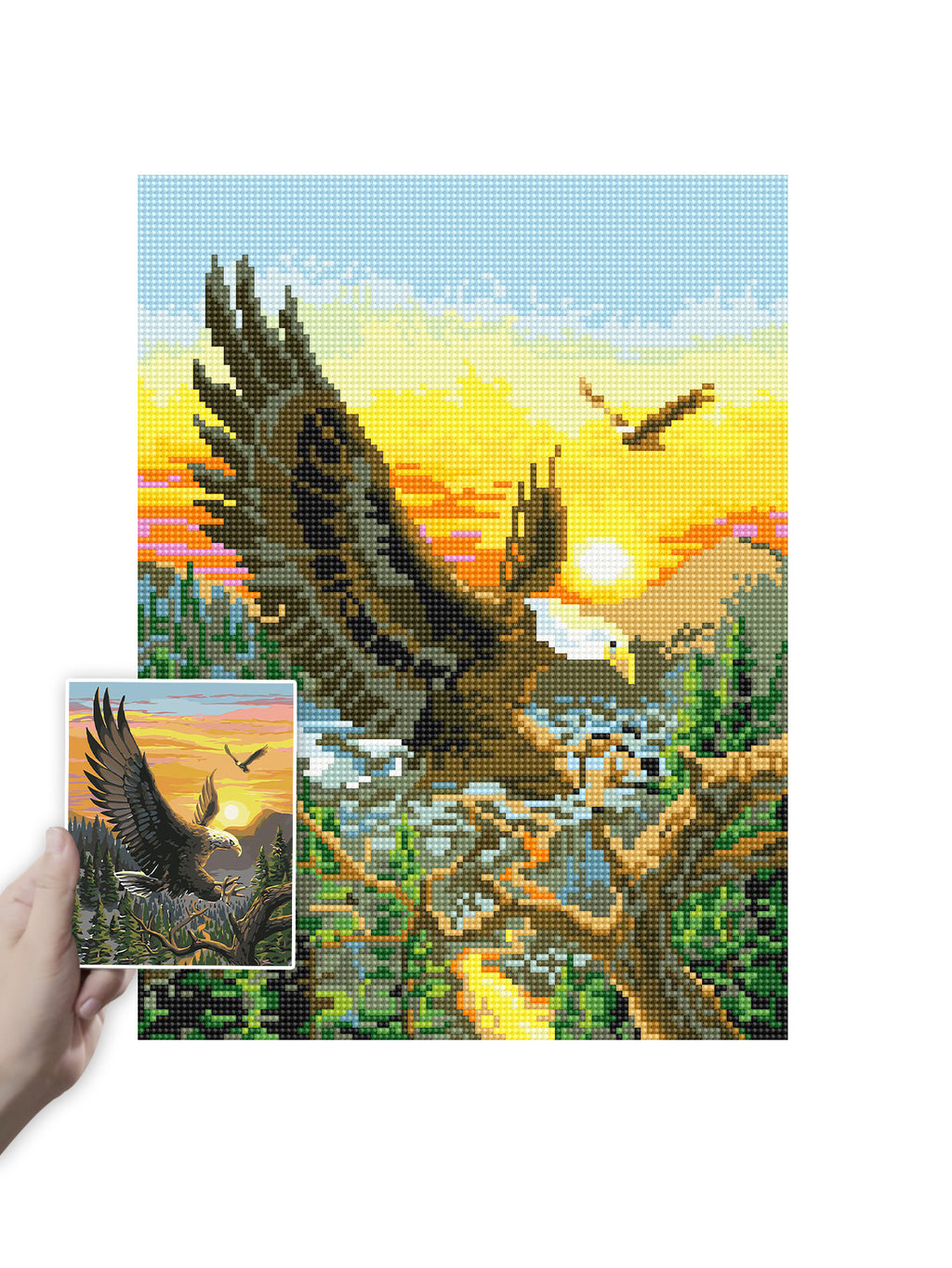 Eagle Guarding Nest at Sunrise Diamond Painting Kit – Full Drill Epic Wildlife Art JX19
