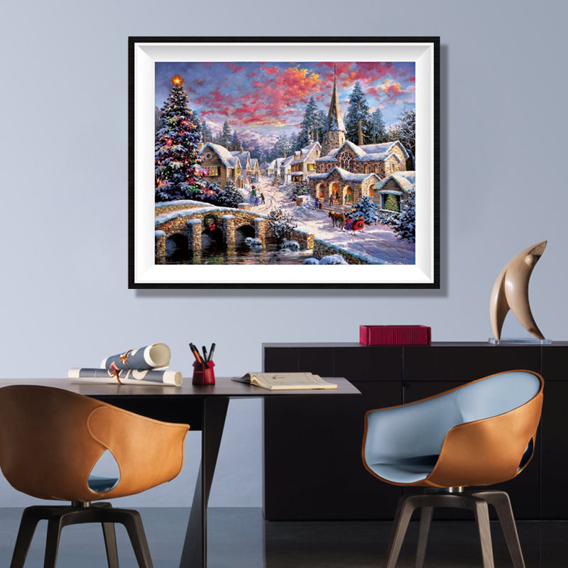 Christmas Village Diamond Painting Kit – Full Drill Winter Snow Town Art JM3030