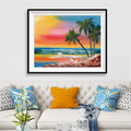 Tropical Beach Sunset Diamond Painting Kit – Full Drill Ocean Palm Tree Art JX59