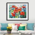 Red Poppy Field Diamond Painting Kit – Full Drill Impressionist Floral Art JX73
