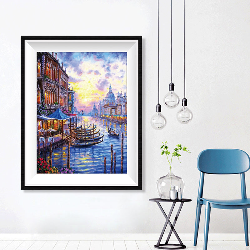 Venice Canal at Dusk Diamond Painting Kit – Full Drill Romantic Cityscape Art JX58