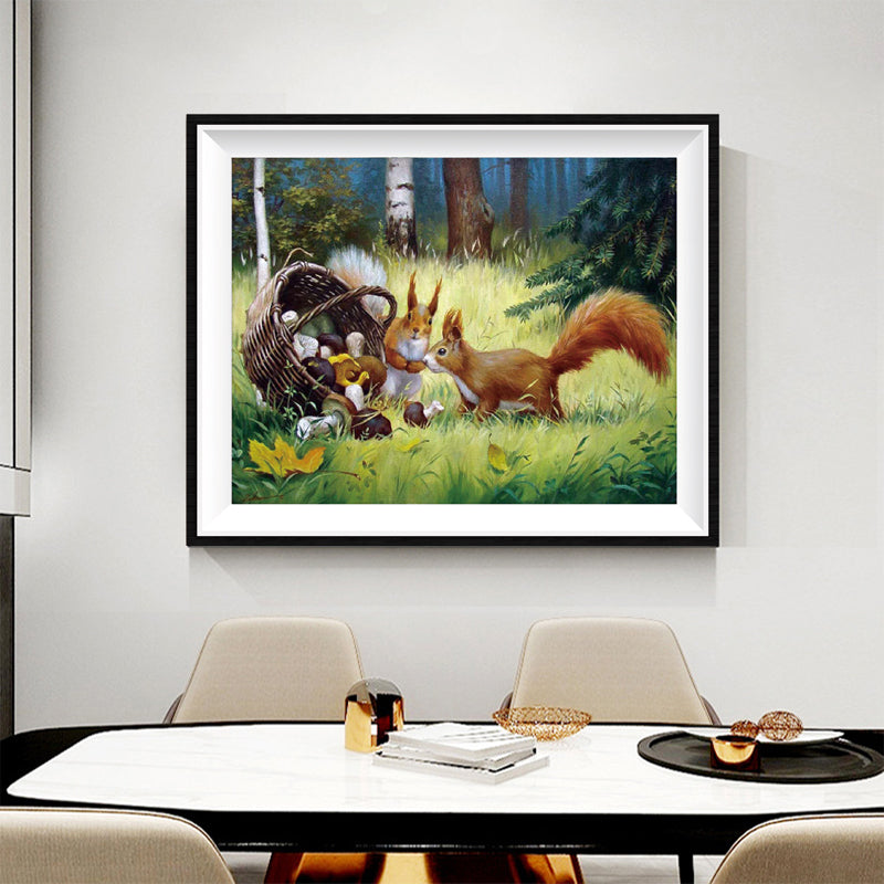 Forest Squirrels Diamond Painting Kit – Full Drill Cute Wildlife Nature Art JX60