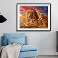 Lion Family Diamond Painting Kit – Full Drill African Sunset Wildlife Art JX57