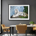 White Tiger by the Waterfall Diamond Painting Kit – Full Drill Majestic Wildlife Art JX65