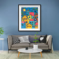 Bohemian Colorful Town Diamond Painting Kit – Full Drill Folk Art Night Sky JM3042