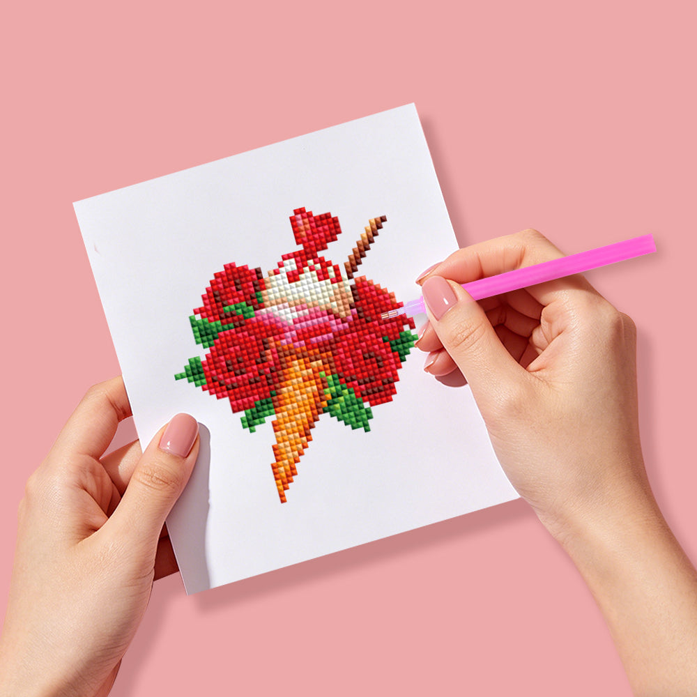 Mini Diamond Painting Kit - Full Drill Flowers On The Windowsill 12pcs