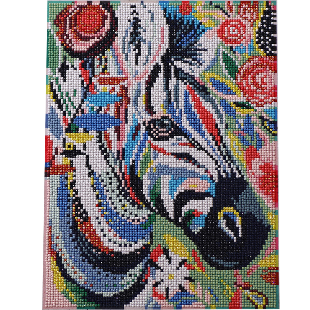 Abstract Zebra Diamond Painting Kit – Full Drill Cubist Modern Art JX56