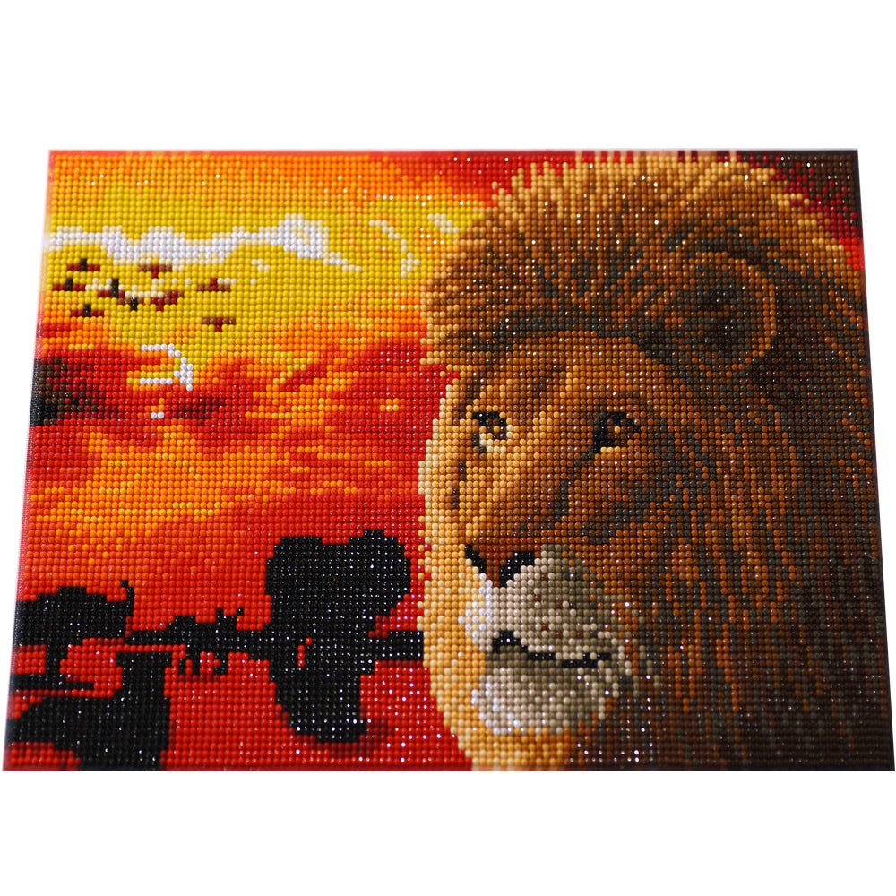 African Lion King Sunset Diamond Painting Kit – Full Drill Epic Wildlife Art JX61