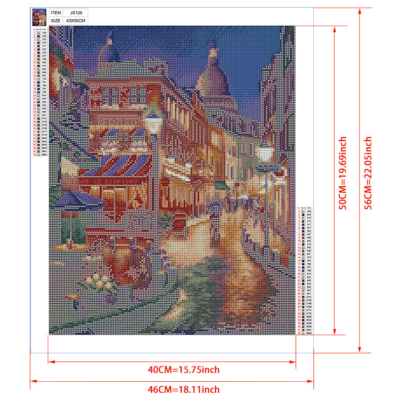 Montmartre Rainy Night Diamond Painting Kit – Le Consulat Café, Sacré-Cœur & Wet Cobblestone Street with Couples JX126
