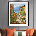 Alpine Lake Town Diamond Painting Kit – Sunny Village Street with Mountain View, Terrace Garden & Iron Lantern JX143