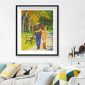 Autumn Park Couple Diamond Painting Kit – Lovers Walking Arm in Arm Through Birch Tree Lane with Fall Foliage JX153