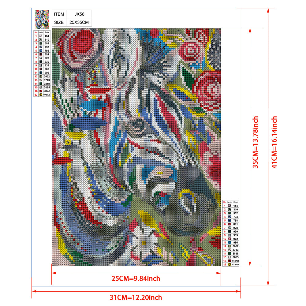 Abstract Zebra Diamond Painting Kit – Full Drill Cubist Modern Art JX56