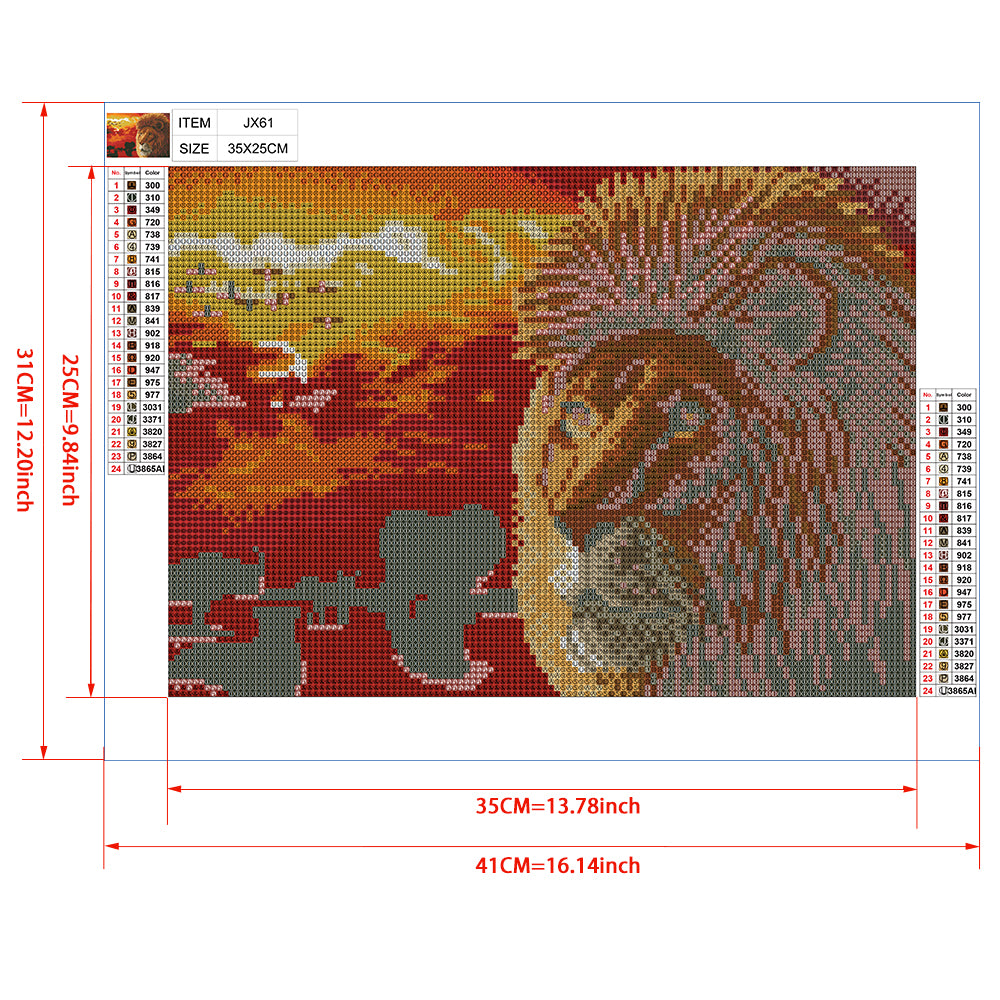 African Lion King Sunset Diamond Painting Kit – Full Drill Epic Wildlife Art JX61
