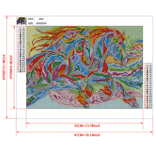 Abstract Colorful Running Horses Diamond Painting Kit – Full Drill Modern Wildlife Art JX67