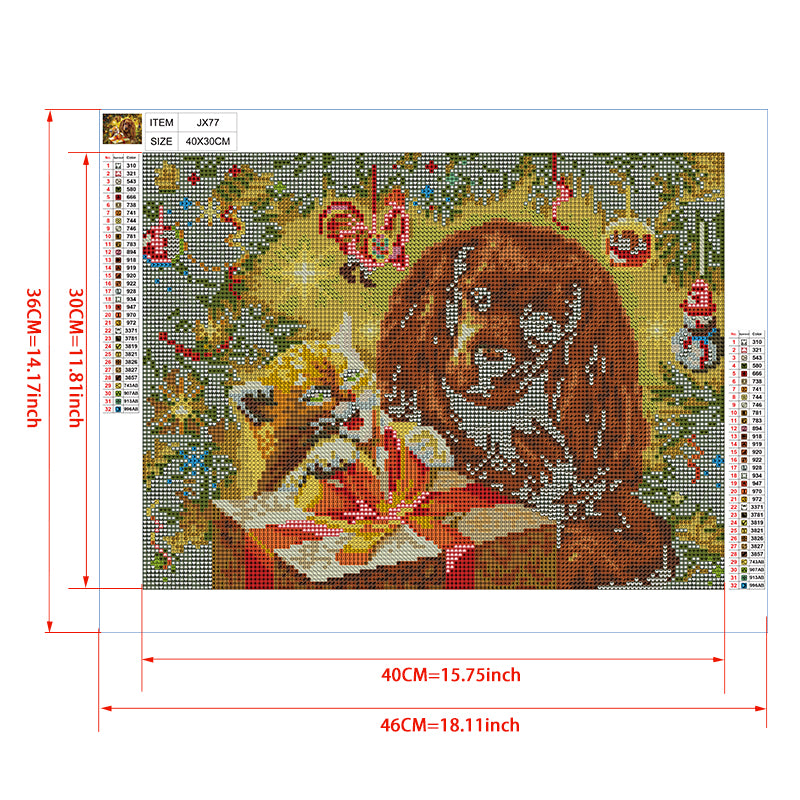 Christmas Surprise Diamond Painting Kit – Kitten & Cocker Spaniel Under the Tree JX77