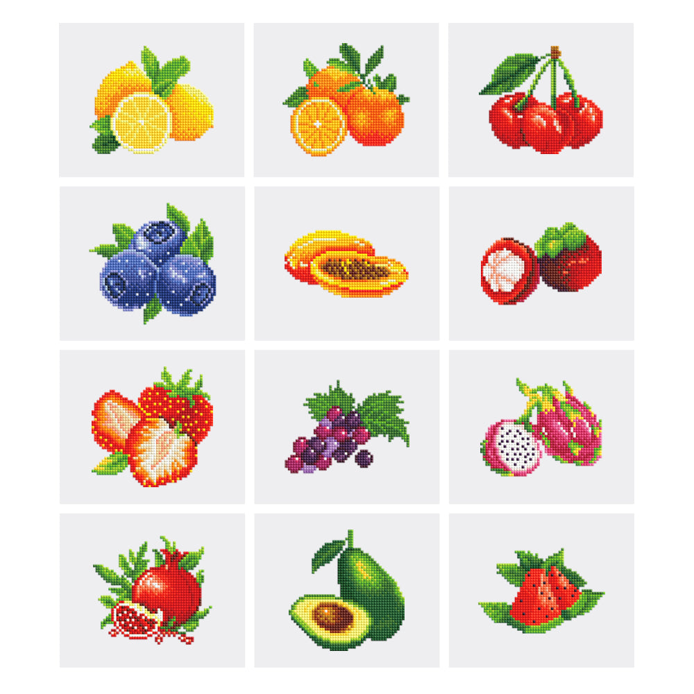 Mini Diamond Painting Kit - Full Drill Fruit 12pcs
