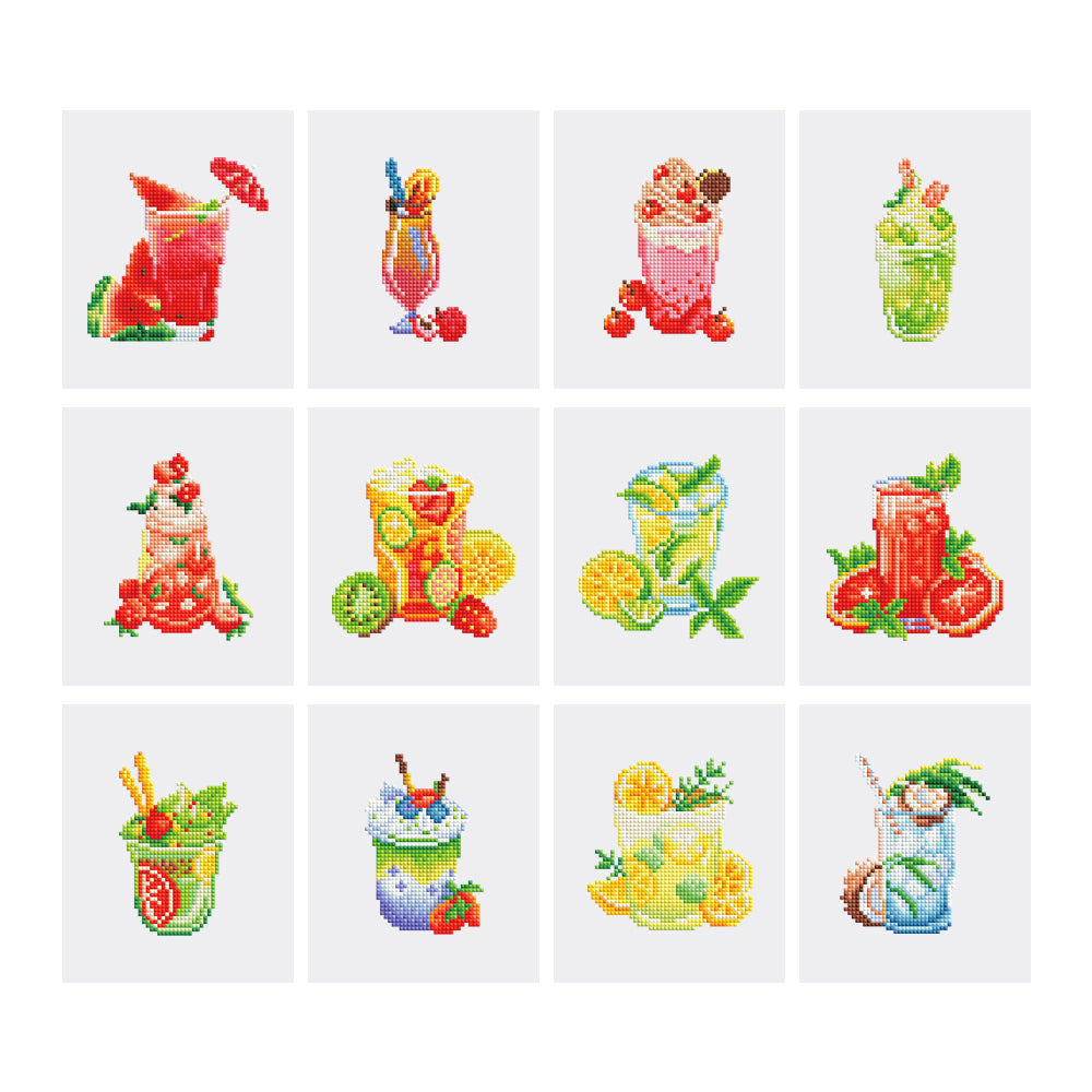 Mini Diamond Painting Kit - Full Drill Drink 12pcs