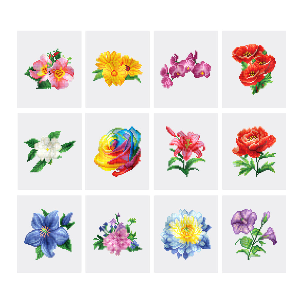 Mini Diamond Painting Kits - Full Drill Flowers 12pcs
