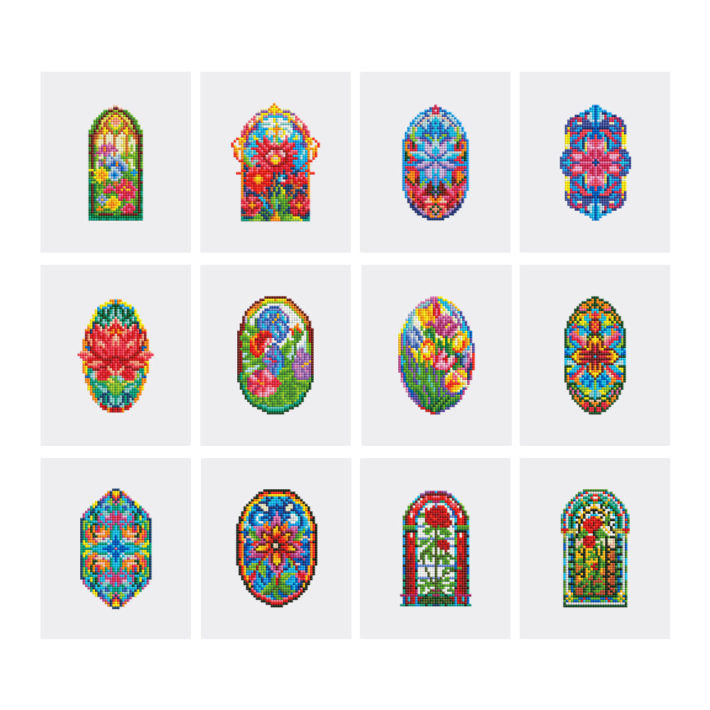 Mini Diamond Painting Kit - Full Drill Flowers On The Windowsill 12pcs
