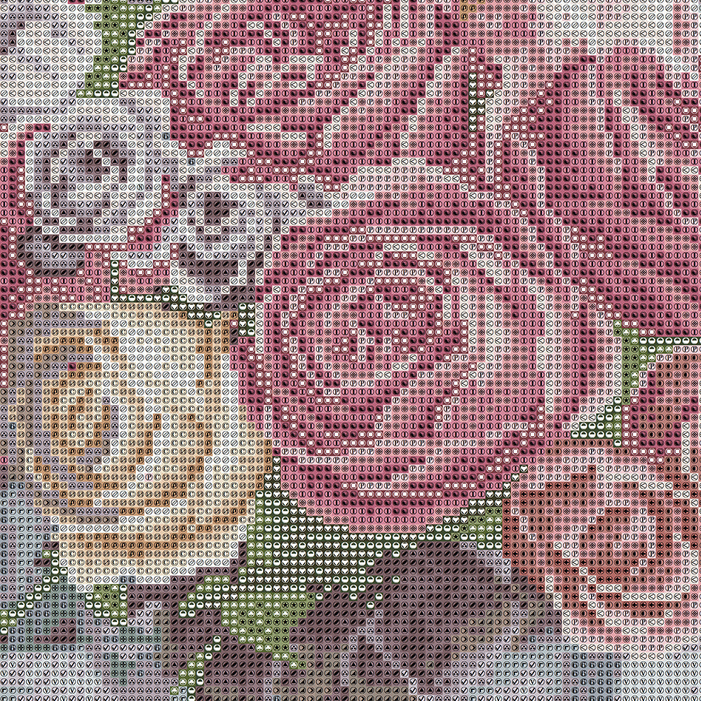 Rose Afternoon Tea Diamond Painting Kit – Pink & Cream Roses in Glass Vase with Marble Table & Teacup JX14