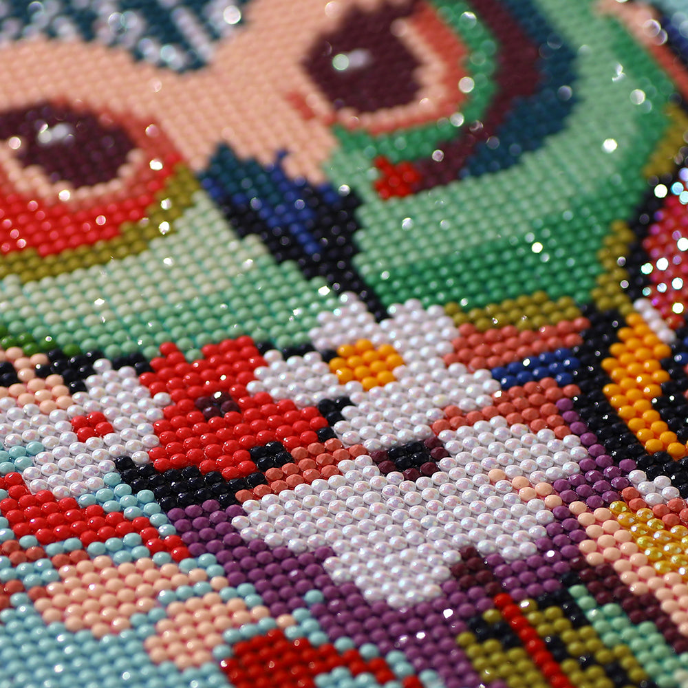 Colorful Owl in Bloom Diamond Painting Kit – Full Drill Floral Nature Art JM3016