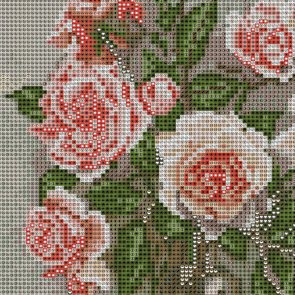 Bicolor Roses in Glass Vase Diamond Painting Kit – Full Drill Elegant Floral Still Life Art JX34